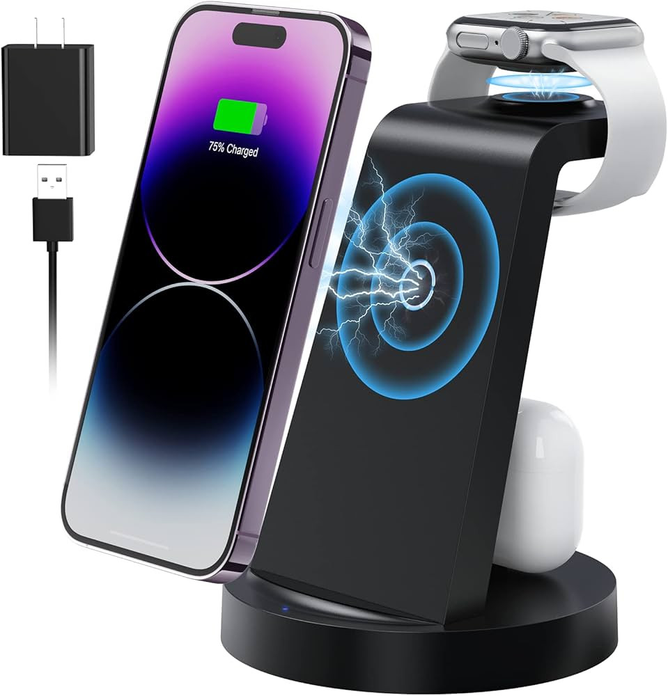 3 in 1 Charging Station for Apple Device , Wireless Charger for iPhone 15 14 13 12 11 X Pro Max M... | Amazon (US)