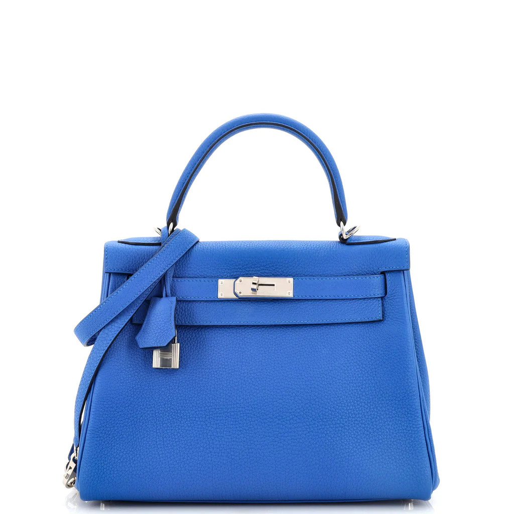 Kelly Handbag Bleu France Togo with Palladium Hardware 28 | Rebag