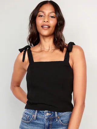 Fitted Tie-Shoulder Cropped Dobby Corset Cami Top for Women | Old Navy (US)