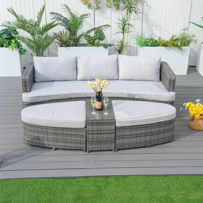 Queensway 89'' Wide Outdoor Curved Patio Daybed with Cushions | Wayfair North America