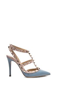 Valentino Rockstud Leather Slingbacks T.100 in Gray | FWRD 