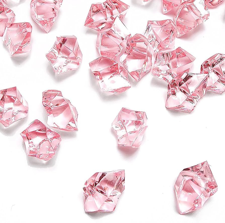 DomeStar Pink Fake Crushed Ice Rocks, 150 PCS Fake Diamonds Plastic Ice Cubes Acrylic Clear Ice R... | Amazon (US)