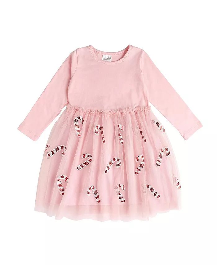 Child Candy Cane Embellished Tutu Dress with Long Sleeves, Pink Girls | Macy's