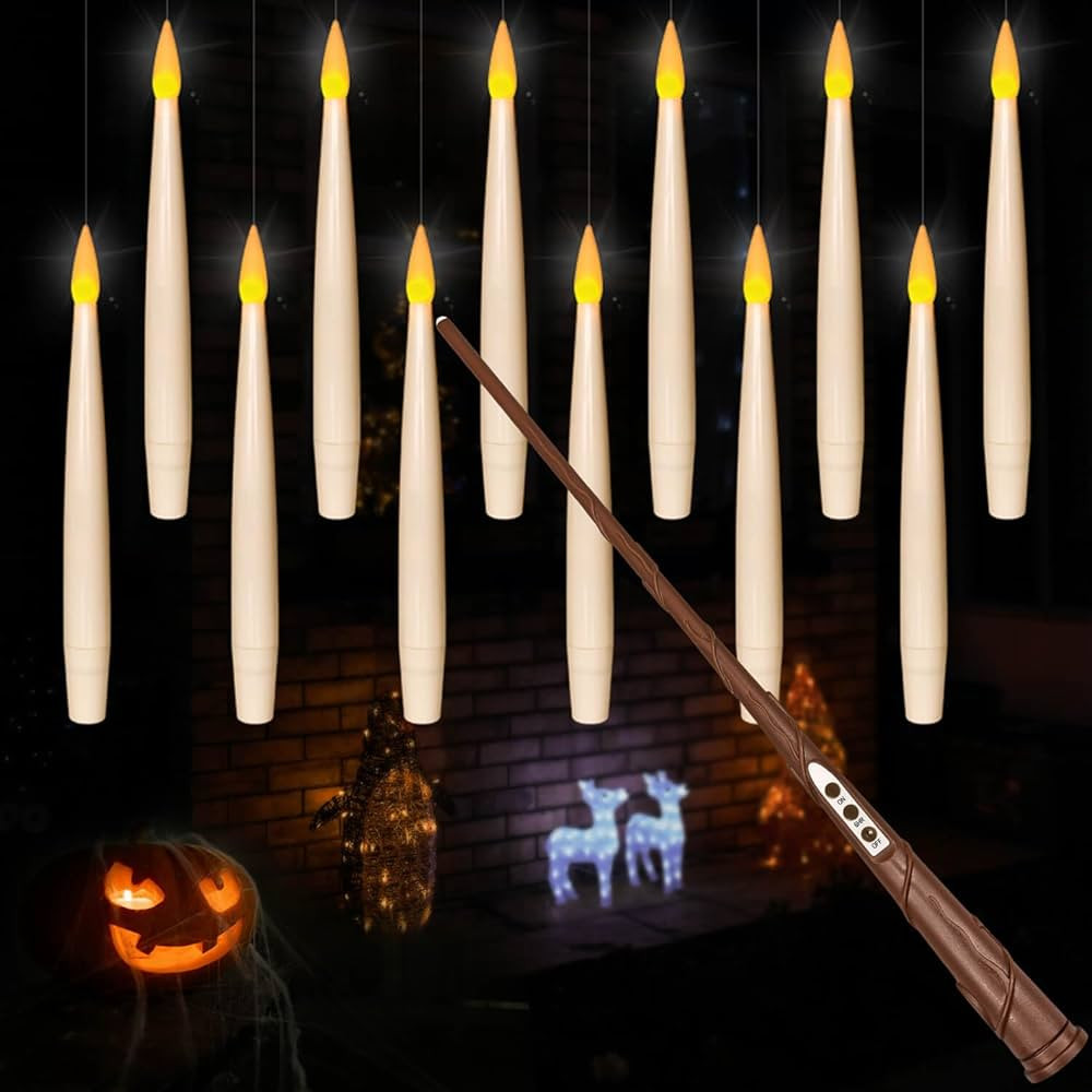 Leejec Floating Candles with Magic Wand Remote(6/18H Timer), 12pcs 6.1" Hanging Flameless Taper C... | Amazon (US)