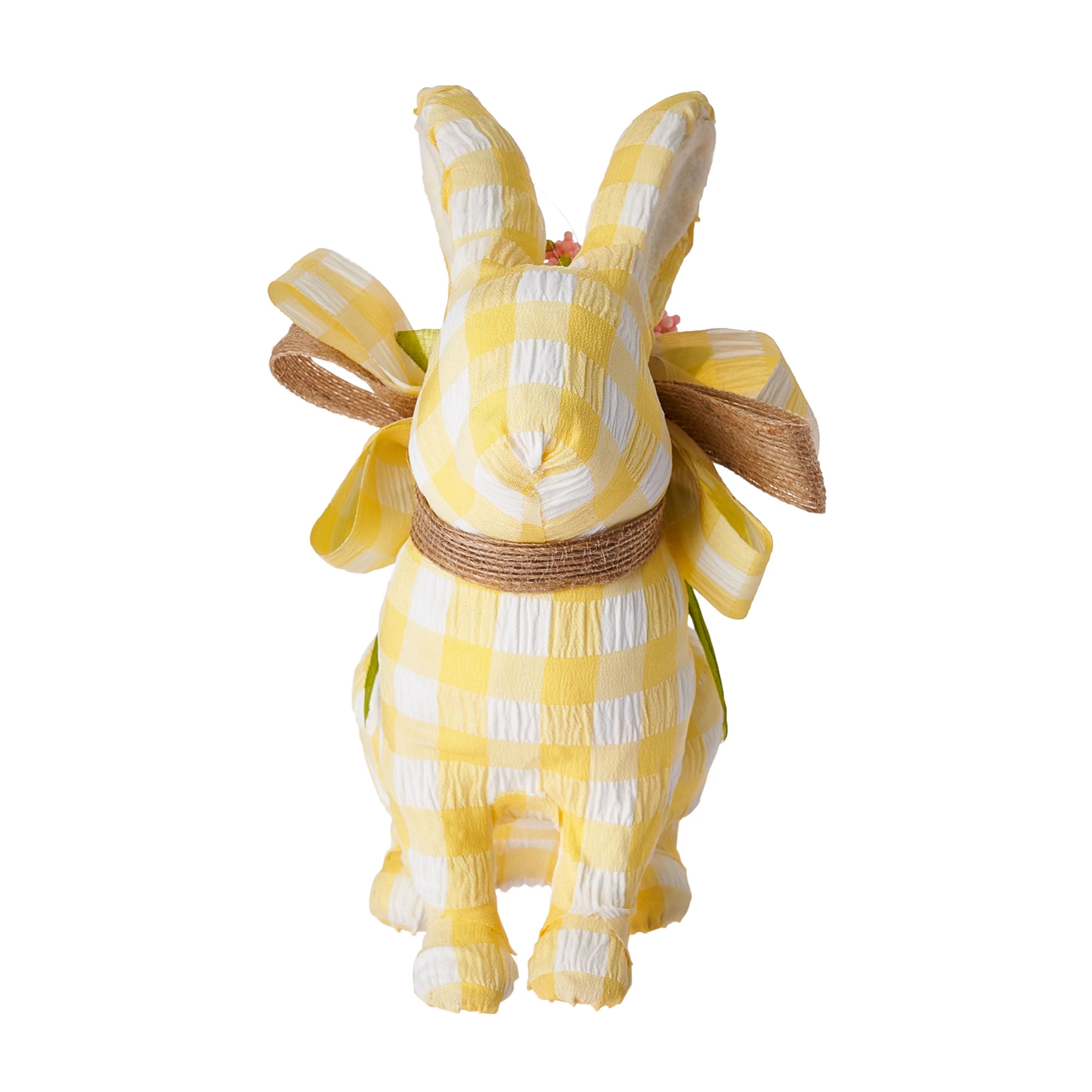 Way To Celebrate Easter Gingham Sitting Bunny, Yellow | Walmart (US)