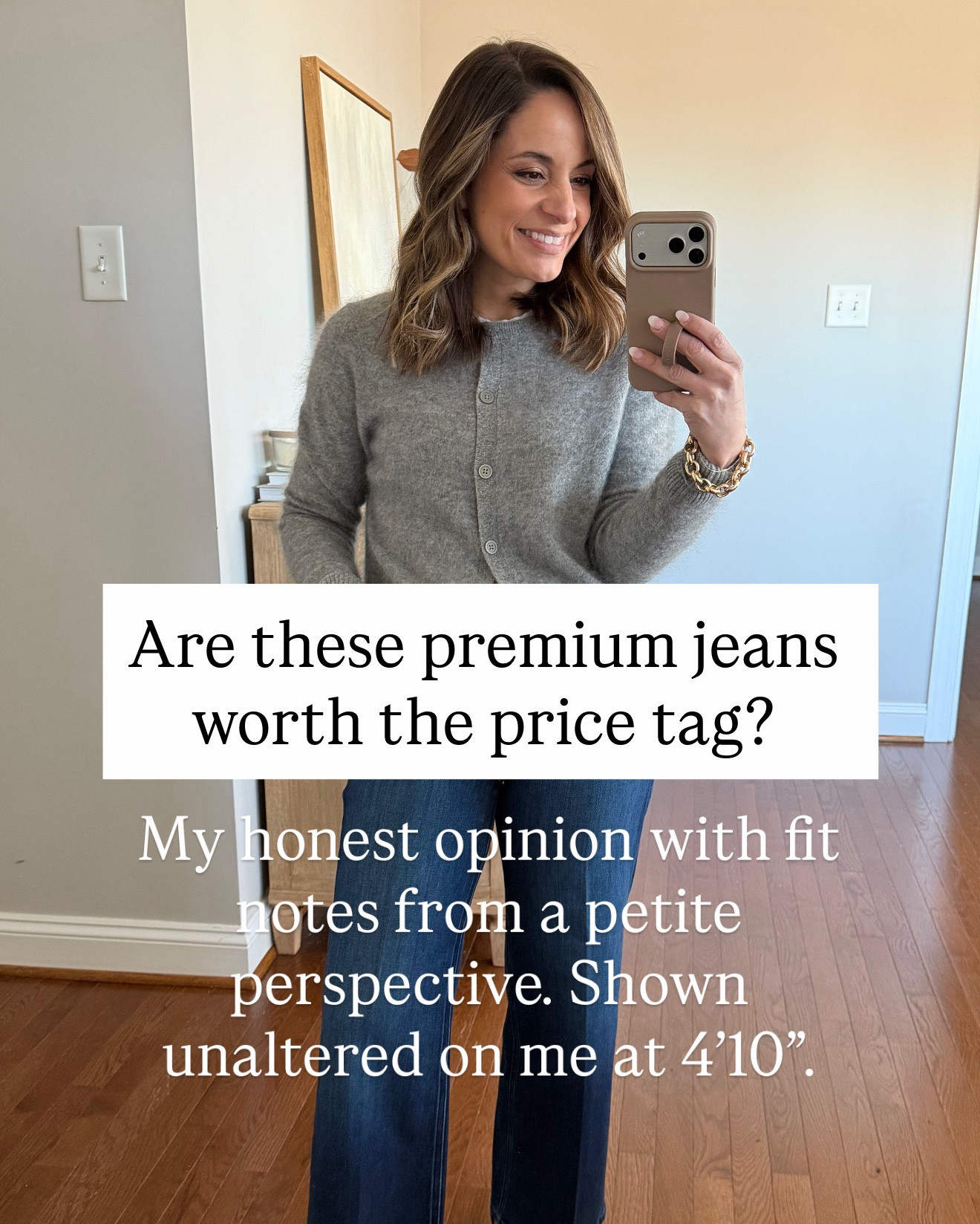 Are these premium jeans worth the price tag? 

Paige Anessa Wide Leg: 24 x 27” - (10.5” rise) these are very soft and feel premium. I love the length options. I’m wearing standard 27” but they also come in petite 25” and 29”. These are worth a try. 93% cotton/ 5% polyester / 2% spandex 

MOTHER Lil’ Hustler Roller  Skimp - petite 24 - (10.5” rise but they come up more on the sides) I love the shape of these jeans but they’re too long for me with a 29.5” inseam. The hem rolls up after washing and is hard to iron back down. The denim is stretchy but the back pockets are also a little small for me. 94% cotton 5% polyester/ 1% elastane 

Rag & Bone Miramar Andi: 24 - very soft and comfortable and this cropped style is petite friendly (28” inseam). I don’t love the printed pockets and hardware, especially at the price. 100% cotton. 


#LTKPetite