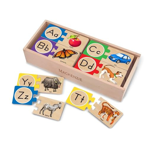 Melissa & Doug Self-Correcting Alphabet Puzzle (52 pcs) with Toy Storage Box, Wooden ABC Puzzles for Toddlers & Preschoolers, Montessori Learning Toys for Girls & Boys 4+ | Amazon (US)