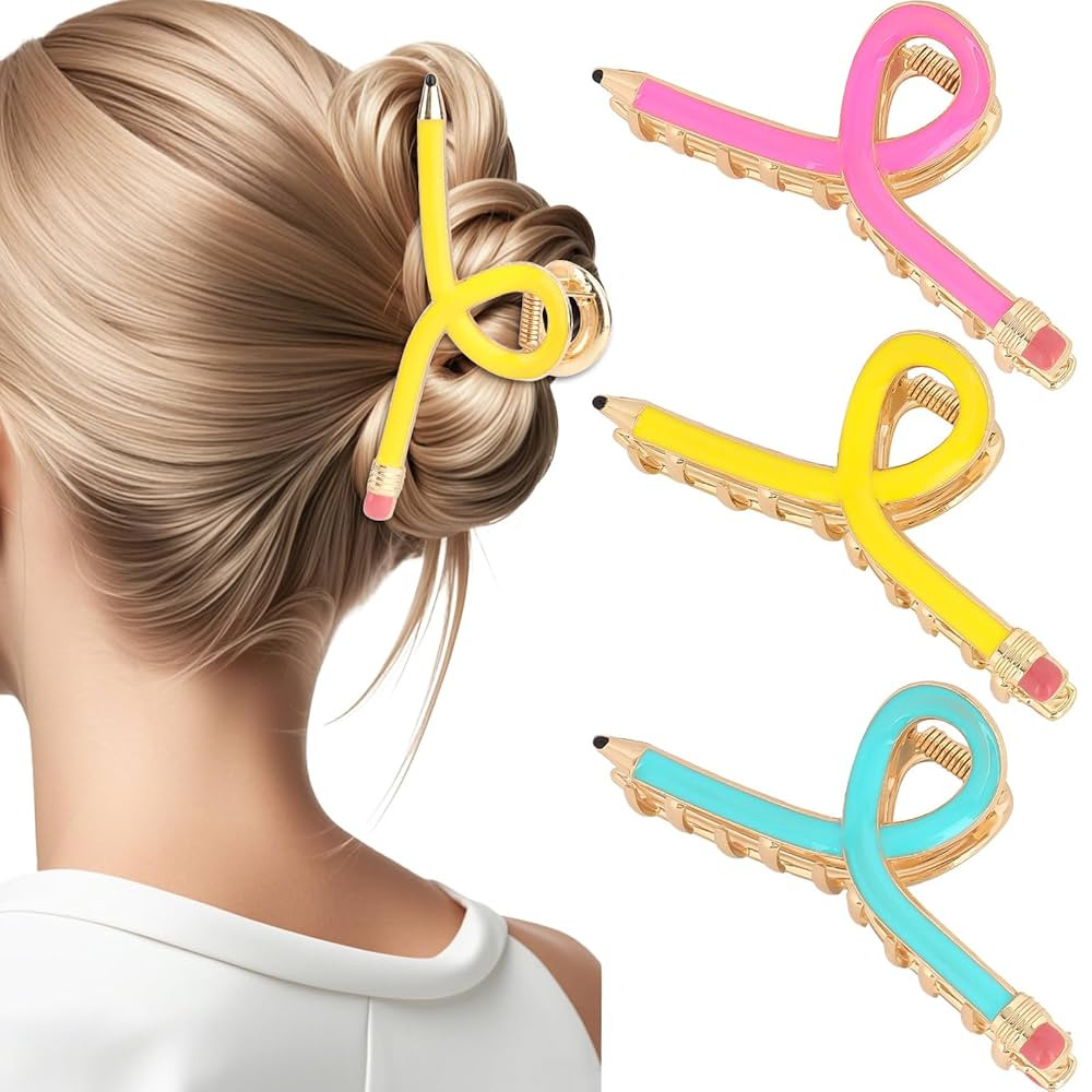 YARIEW Pencil Hair Claw Clips for Women Thick Hair Funny Back to School Hair Clips for Thin Hair ... | Amazon (US)