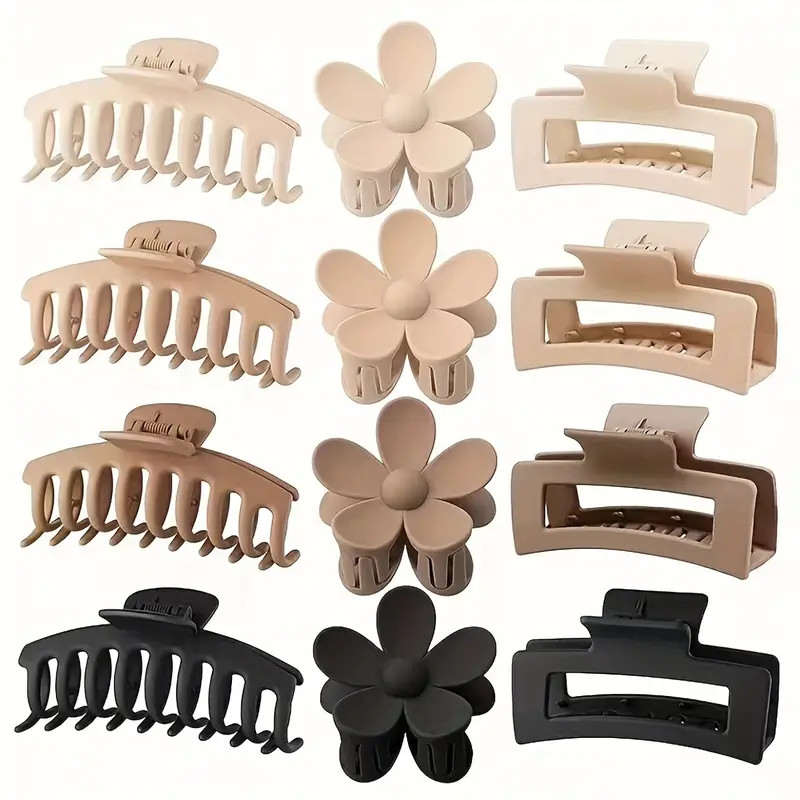 Plain Color Frosted Square Flower Claw Clip Set Girls Daily - Temu | Temu Affiliate Program