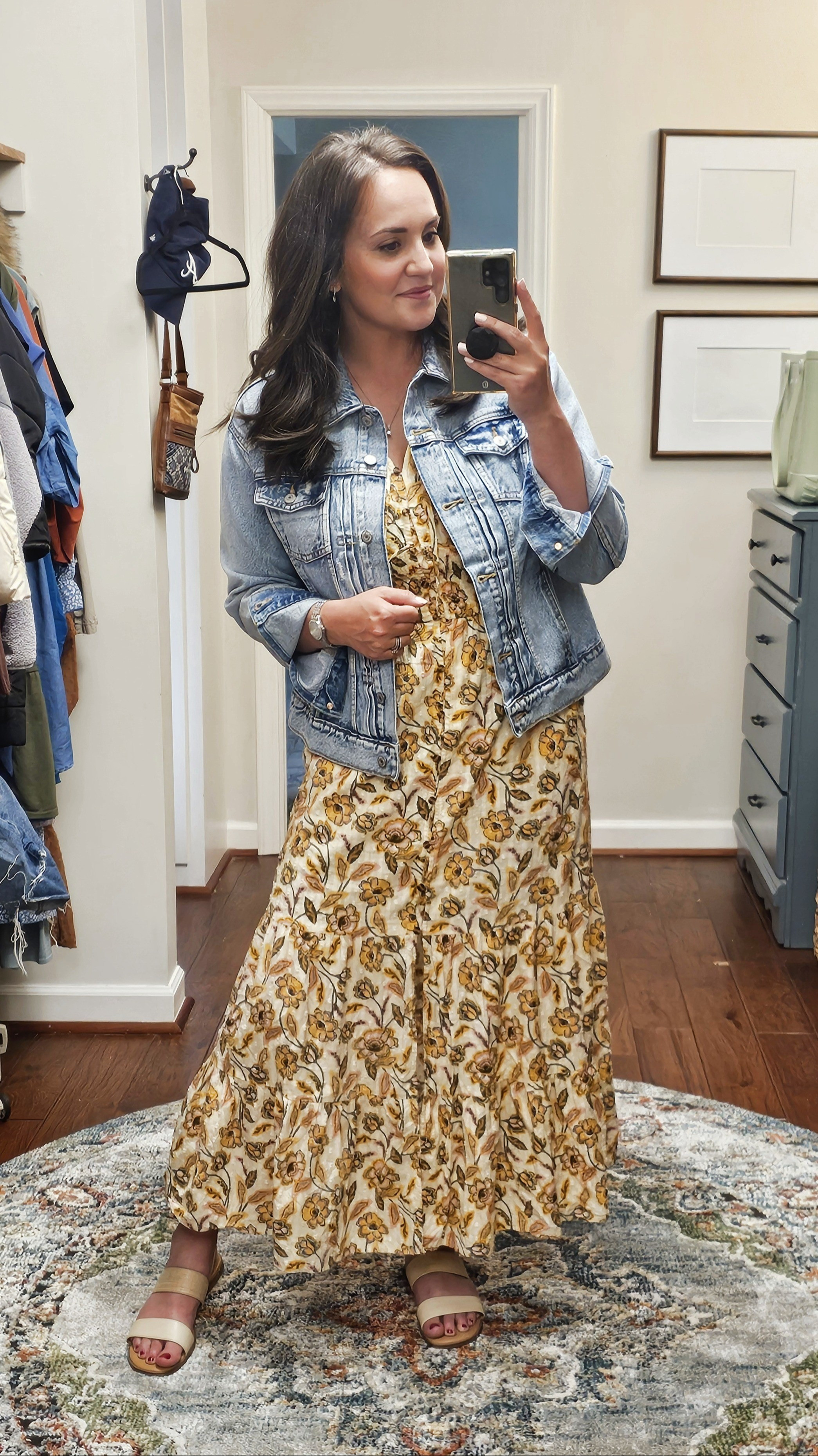 Easter church OOTD. My dress and sandals are last season, so I linked similar. My Old Navy jean jacket comes in 3 shades, but mine is the lightest. Perfect for spring!#momstyle #springdresses #churchdress 

#LTKmidsize #LTKfindsunder50