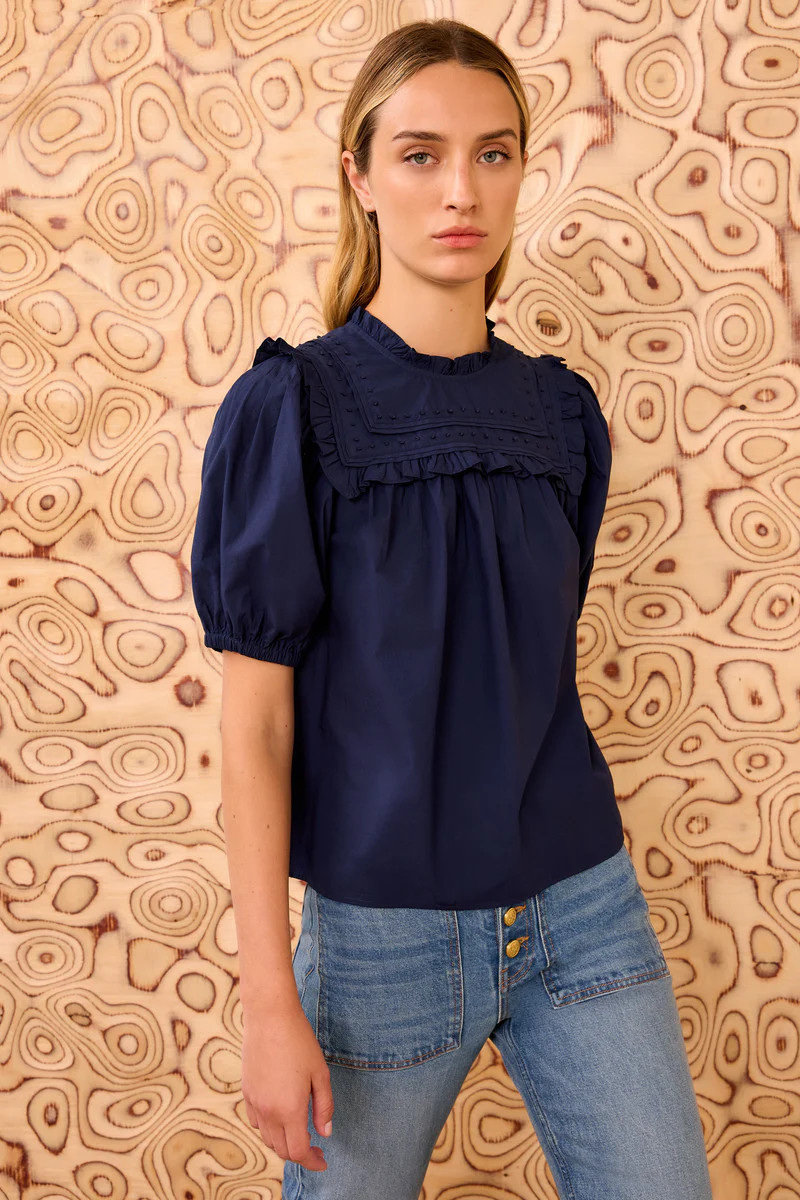 Adeline Puff Sleeve Top - Midnight | Ulla Johnson
