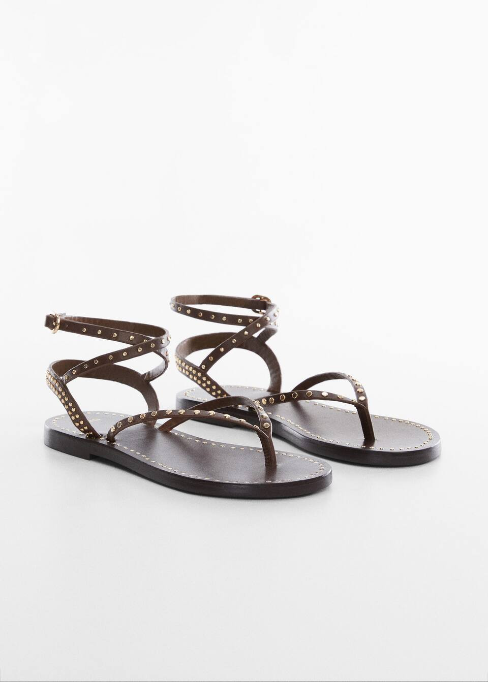 Studded leather sandals -  Women | Mango USA | MANGO (US)