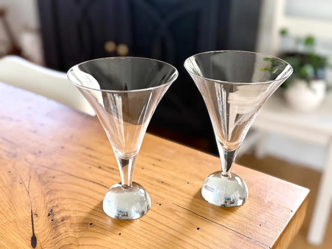 Vintage Fluted Half Ball Base Martini Cocktail Champagne Glass MCM Set of 2 - Etsy | Etsy (US)