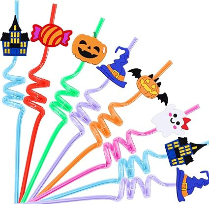 24Pcs Halloween party favors, Party Straw for Halloween Decorations Pumpkin Ghost Cat Halloween t... | Amazon (US)