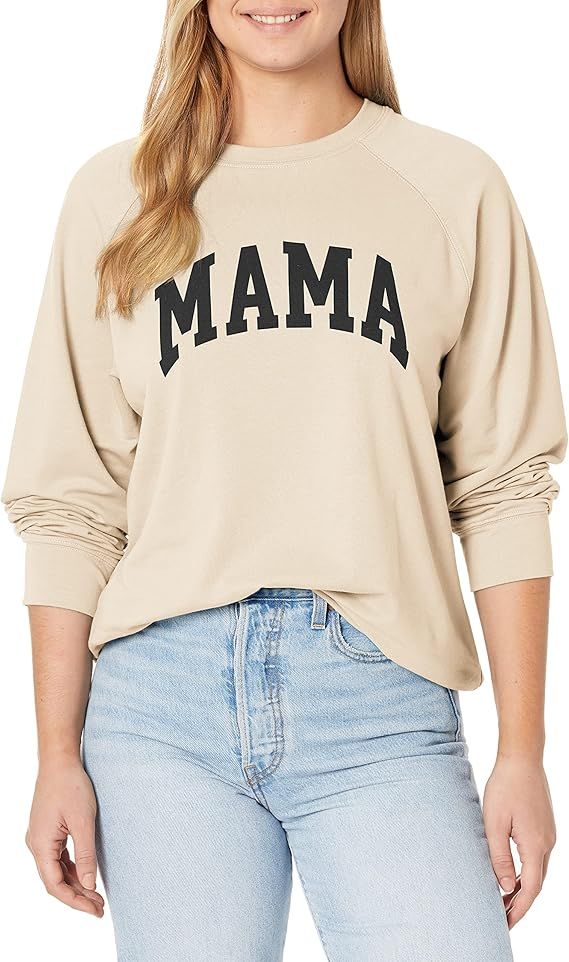 Dressmine Womens Crewneck Sweatshirt Raglan Long Sleeve Mama Letter Print Graphic Shirts Casual P... | Amazon (US)