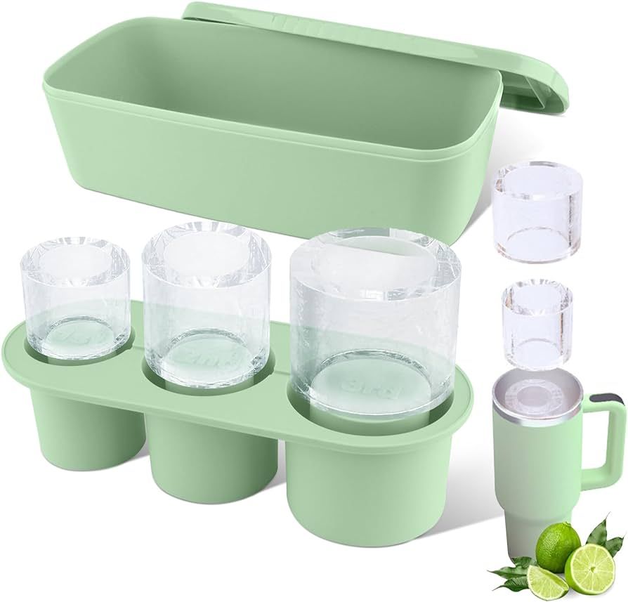 Tcamp Ice Cube Tray for 30-40 oz Tumbler Cup, Silicone Ice Cube Molds With Lid and Bin for Chilli... | Amazon (US)