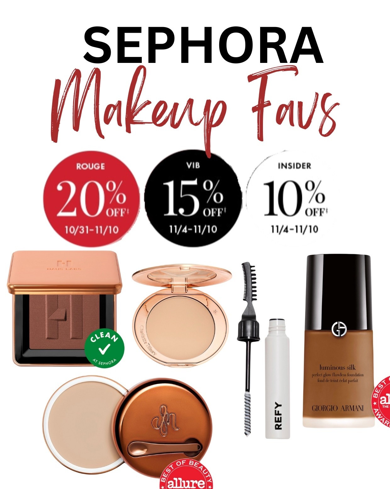 Shop my Makeup recommendations for the Sephora savings event 2025

Rouge members 20% off: 10/31-11/10
VIBs 15% off: 11/4 - 11/10
Insiders 10% off: 11/4 - 11/10

Promotion Code:  EVERYTHING 

#sephorahaul 


#LTKBeauty