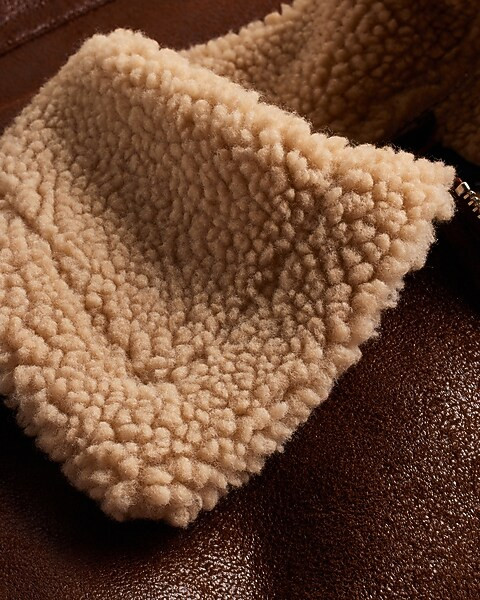 Faux Leather Sherpa Lined Coat | Express