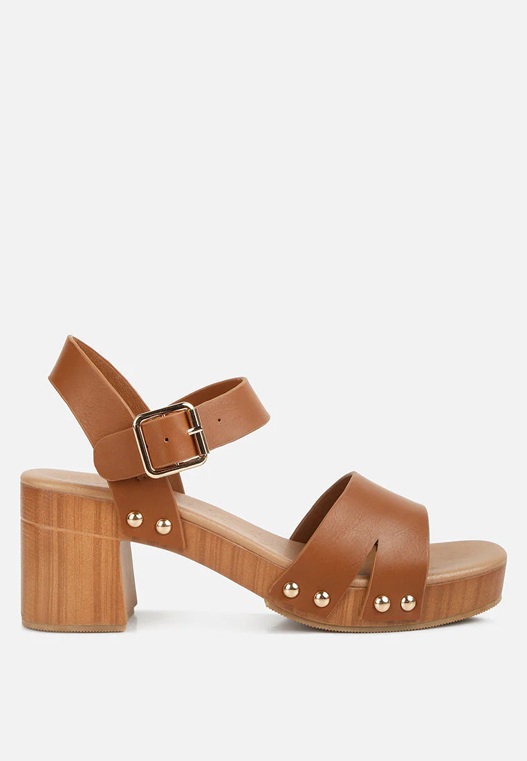 campbell faux leather textured block heel sandals | Shop Simon