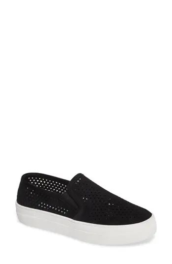 Women's Steve Madden Gills Perforated Slip-On Sneaker, Size 7.5 M - Black | Nordstrom