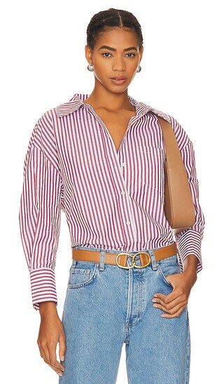 Mika Shirt in Red & White Stripe | Revolve Clothing (Global)