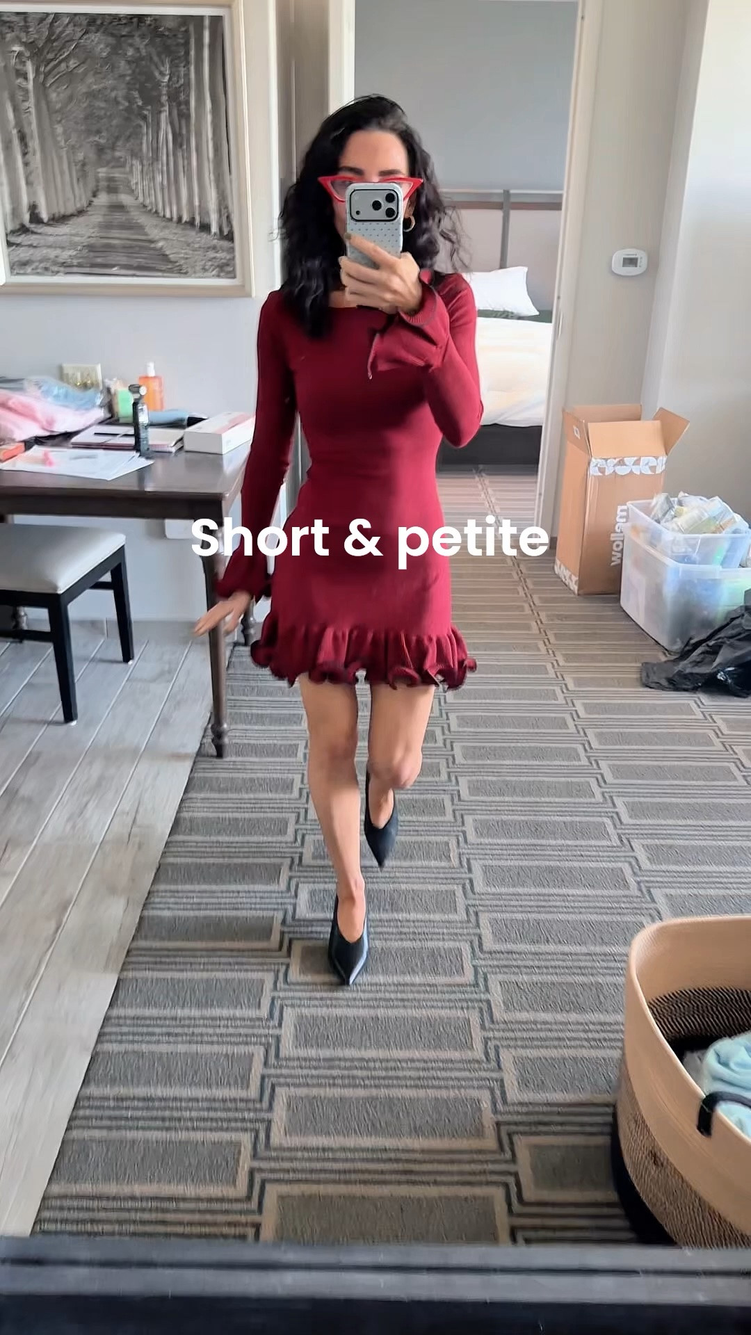 Petite mini sweater dress date night holiday outfit