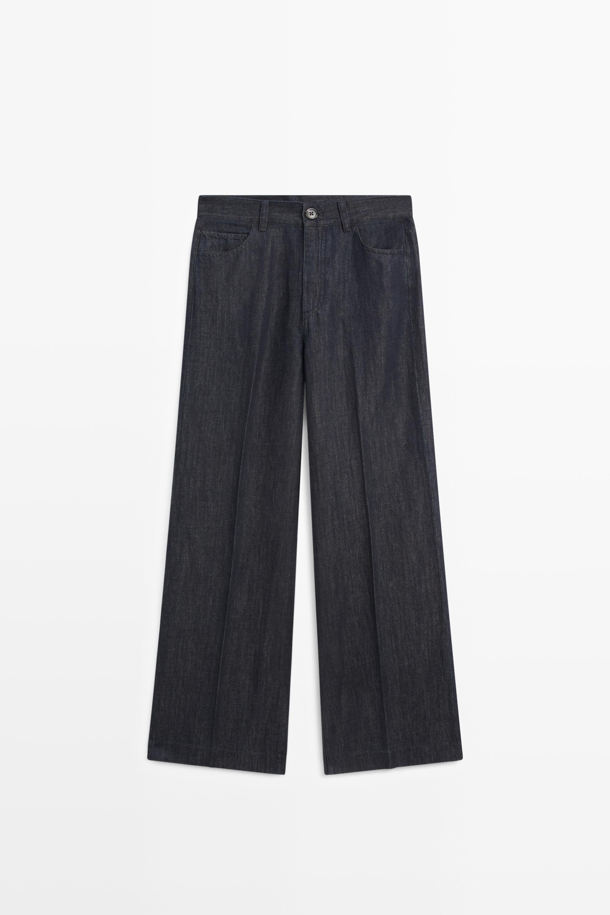 High-waist palazzo denim pants co-ord | Massimo Dutti US
