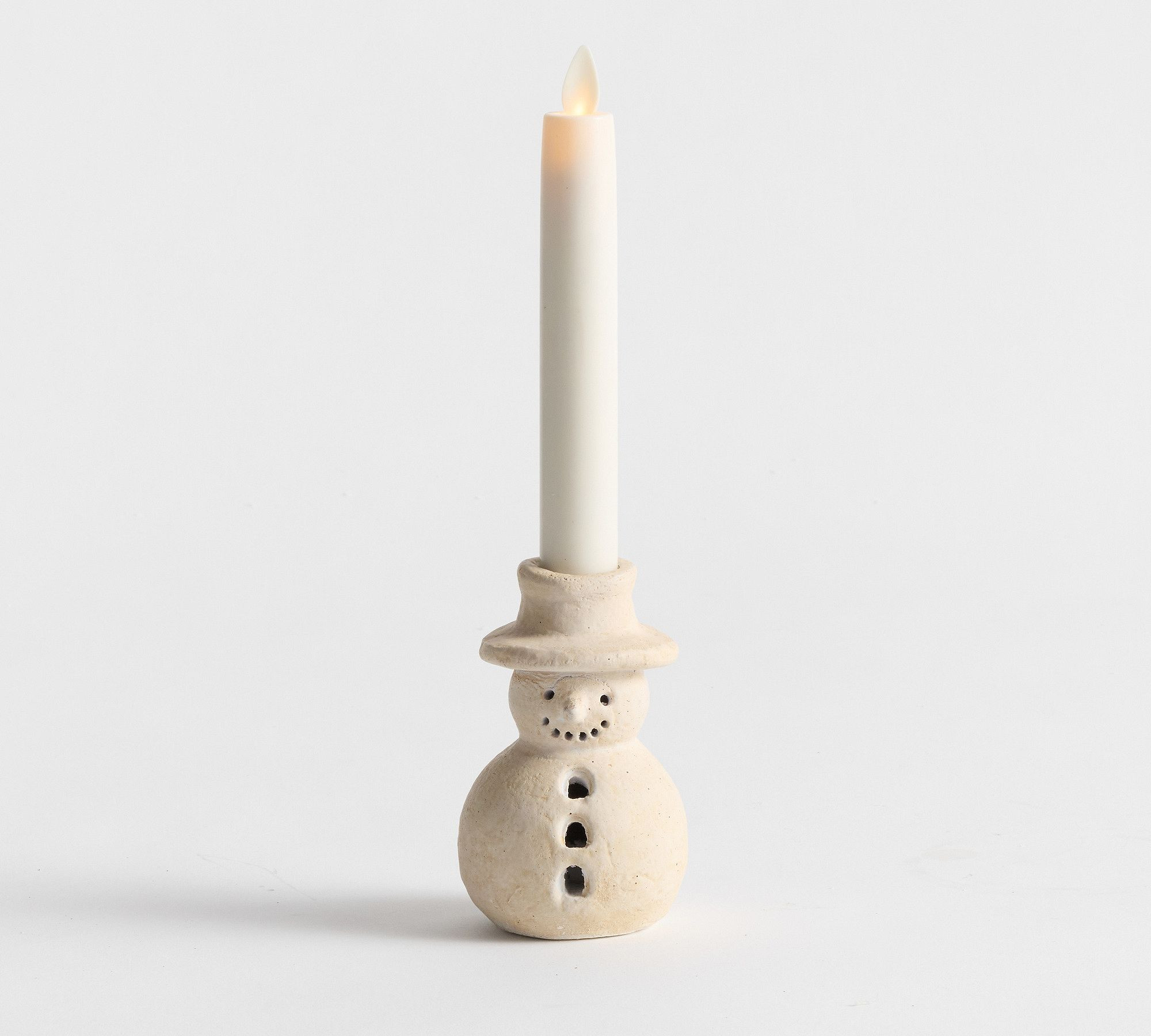 Terracotta Snowman Candle Holder | Pottery Barn (US)