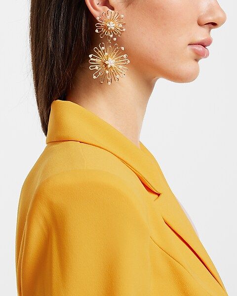 Pearl Embellished Wire Flower Drop Earrings | Express