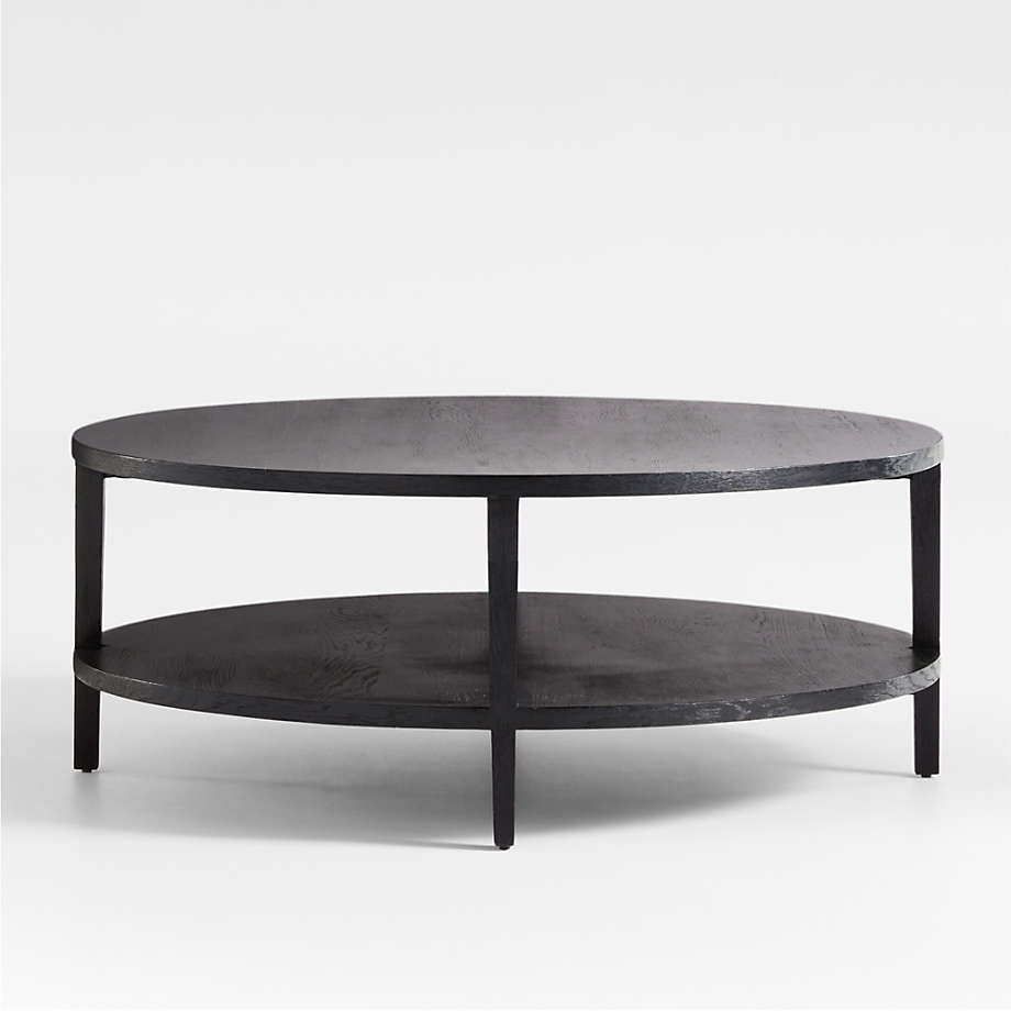 Clairemont Round Natural 48" Coffee Table with Shelf + Reviews | Crate & Barrel | Crate & Barrel