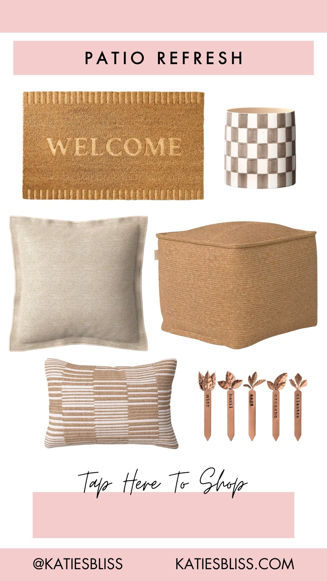 Patio refresh 💐

Target. Home. Decor. Welcome mat. Outdoor pillow. Planter. Lounge. Plants. Herbs. Deck. Patio. Porch. Backyard  



#LTKHome