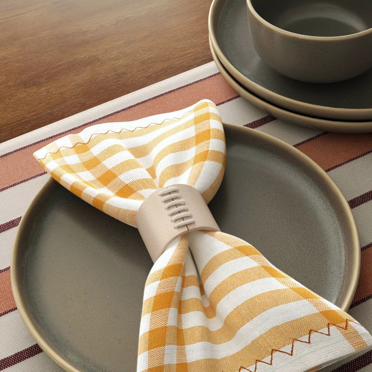 2pc Faux Leather Napkin Rings Beige - Threshold™ | Target