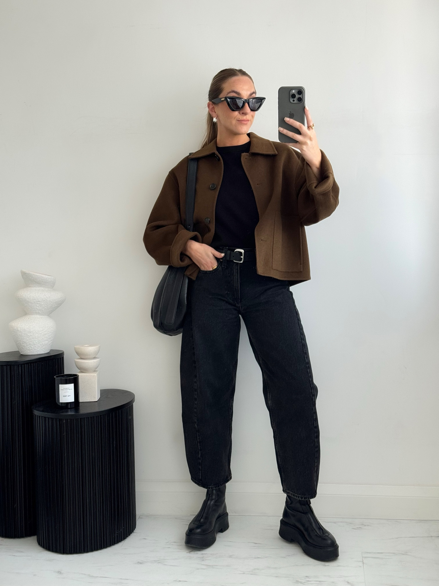 Barrel leg jeans, short wool jacket & zip front boots 

#LTKstyletip #LTKluxury #LTKautumn