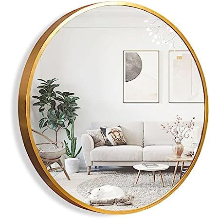 Round Mirror Wall Mounted,Large Circle Mirrors for Wall Decor,23.6in Big Metal Frame Wall Mirror,... | Amazon (US)