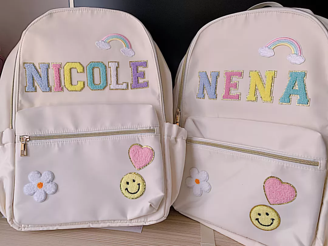 NEW!! Nylon Backpack- Personalized Backpack- Customizable Backpack- Letter  Backpack- Chenille Patch Backpack- Kid Backpack- Back to school