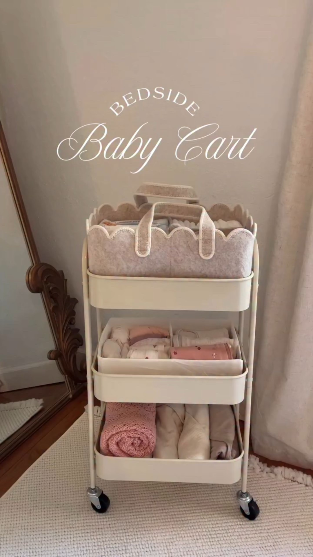 Our bedside baby cart 🍼👶🏼 Comment BABY for cart + all 🔗’s or find everything on my amazon storefront 

this amazon cart is going to come in handy! packed with sleep swaddles, sleepers, diaper necessities + burp cloths + probably will switch things in/out when she gets here! 💕

amazon bedside cart , baby bedside cart #bedsidecart #babycart #babymusthaves #amazonbabyregistry #babygiftideas