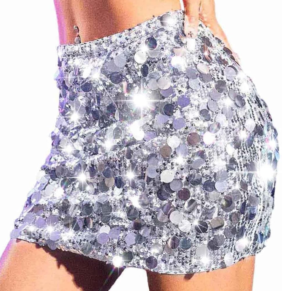 Zoestar Sequin Mini Skirt Shiny Rave Outfits Skirts Glitter Costume Dance Party Skirt for Women a... | Amazon (US)