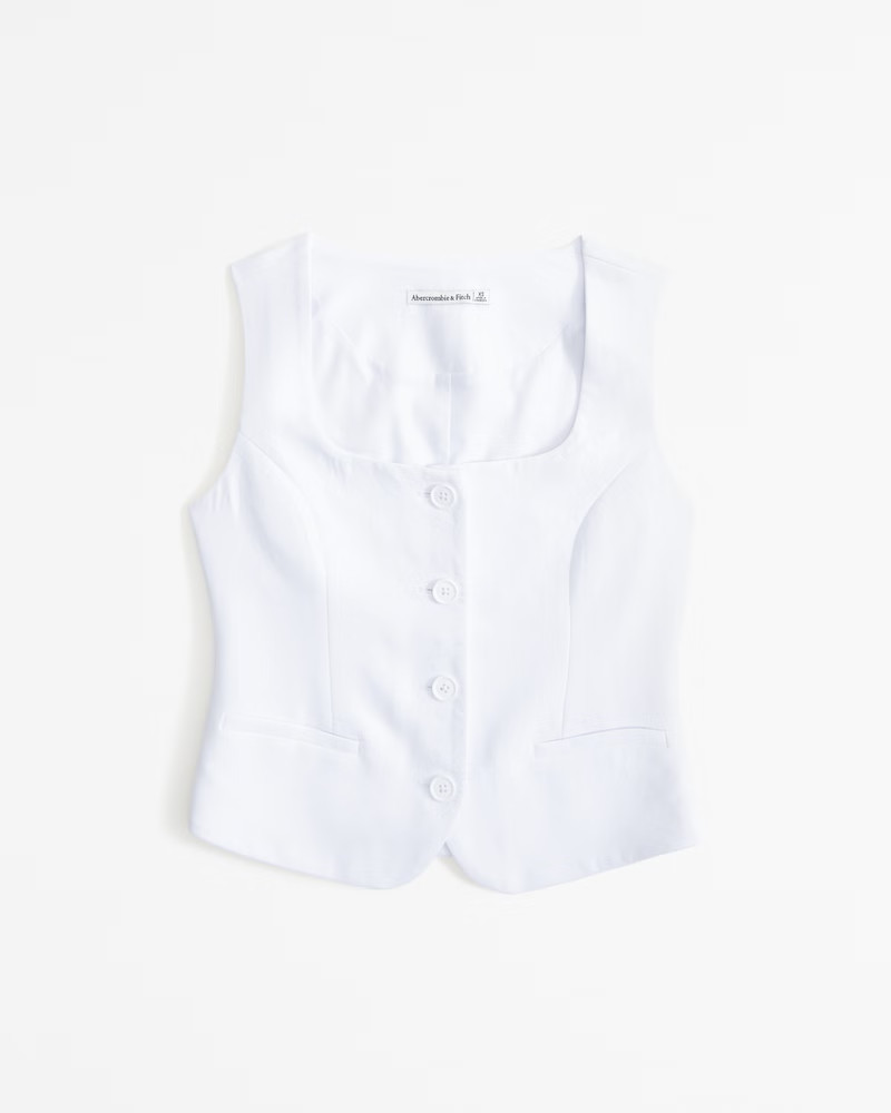 Women's The A&F Mara Premium Crepe Vest Squareneck Set Top | Women's Tops | Abercrombie.com | Abercrombie & Fitch (US)