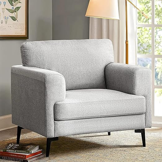 CDCASA Accent Chair, Linen Fabric Oversized Mid Century Modern Chair Set of 1, Comfy Upholstered ... | Amazon (US)