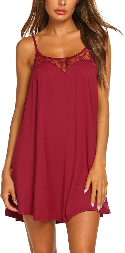 Ekouaer Nightgown Sexy Lingerie for Women Nightwear Lace Chemise Sleeveless Camisole Slip Dress Baby | Amazon (US)