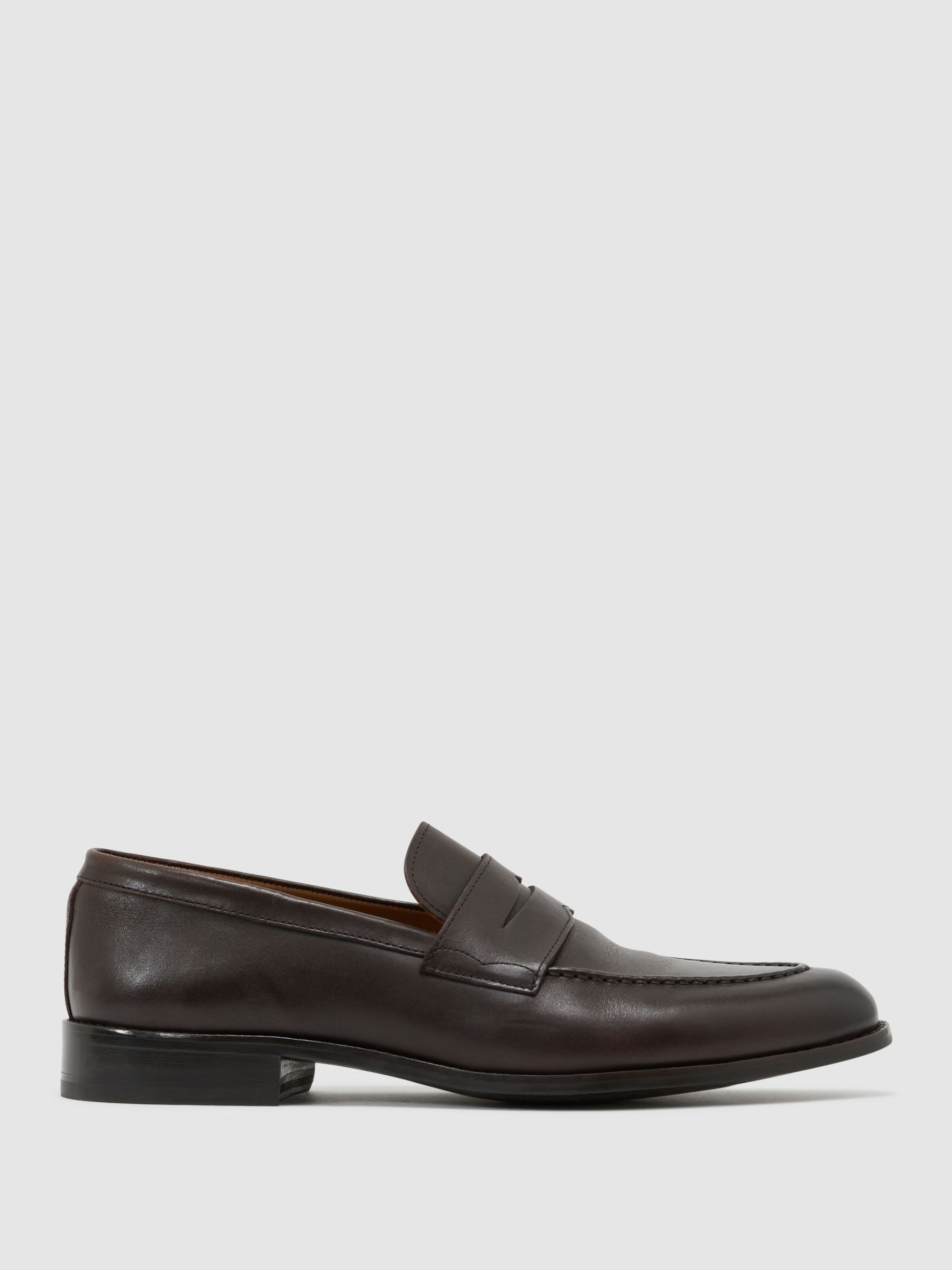 Reiss Leather Saddle Loafers in Dark Brown | REISS | Reiss DE
