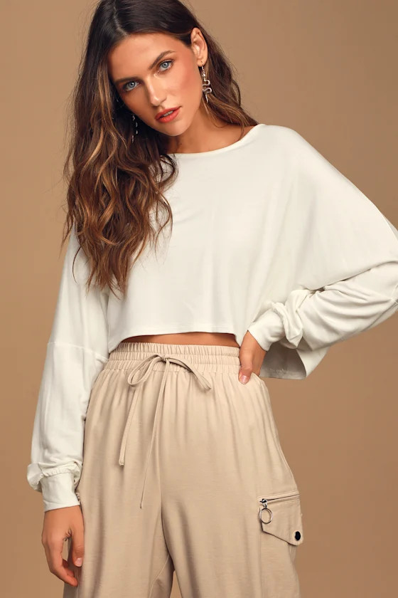 Look At Me Now White Dolman Sleeve Crop Top | Lulus (US)