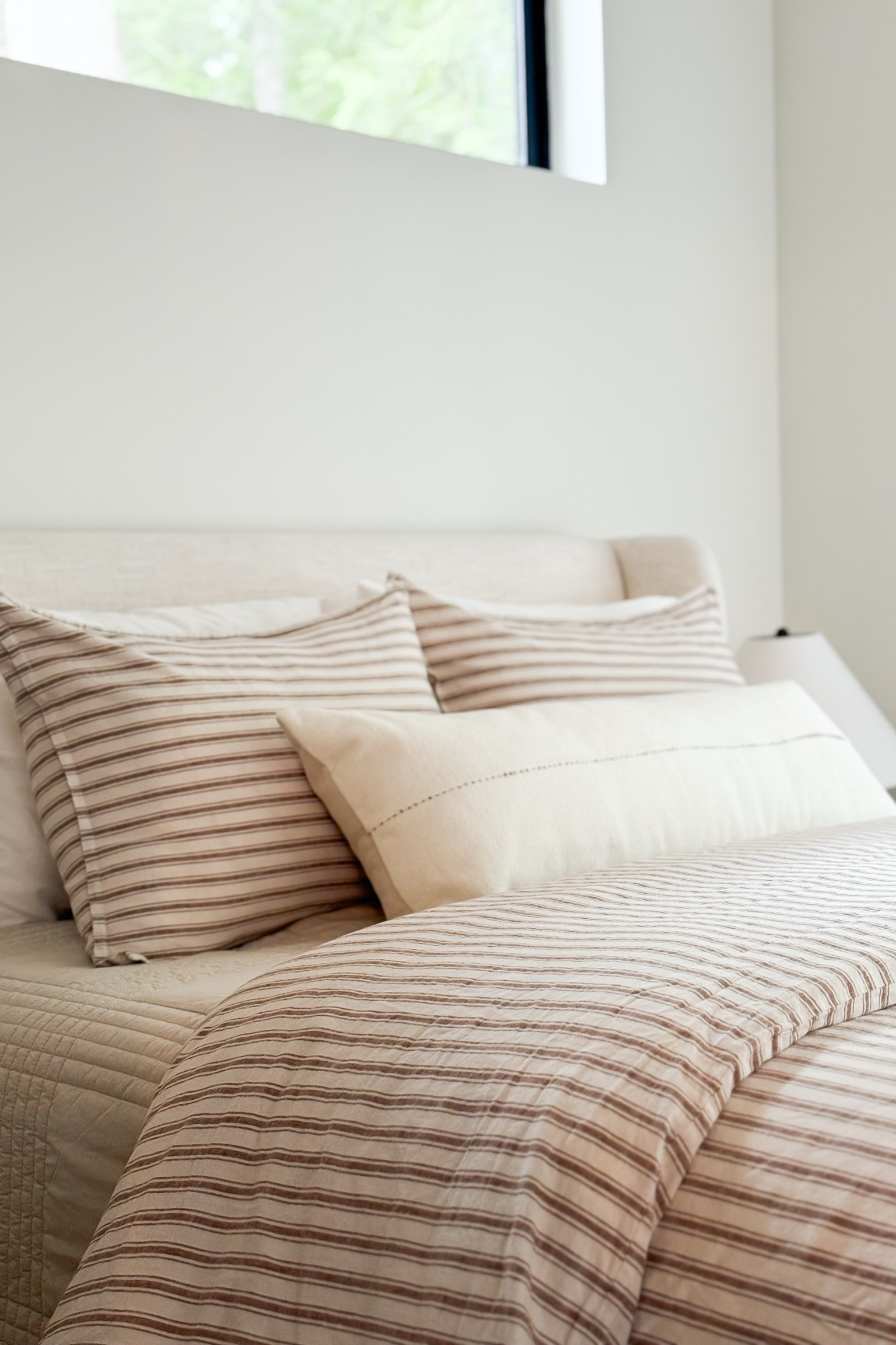 A close up of our cozy cabin bedding! 

Home, home finds, home decor, neutral home, modern home, organic home, bedding, bed, pillows, striped sheets, linens, bed frame

#LTKHome #LTKSummerEdit #LTKSeasonal
