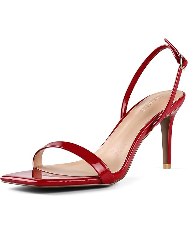 iiimmu Women's 3-Inch Stiletto Heeled Sandals, Square Open Toe Slingback, Cute and Sassy Summer P... | Amazon (US)