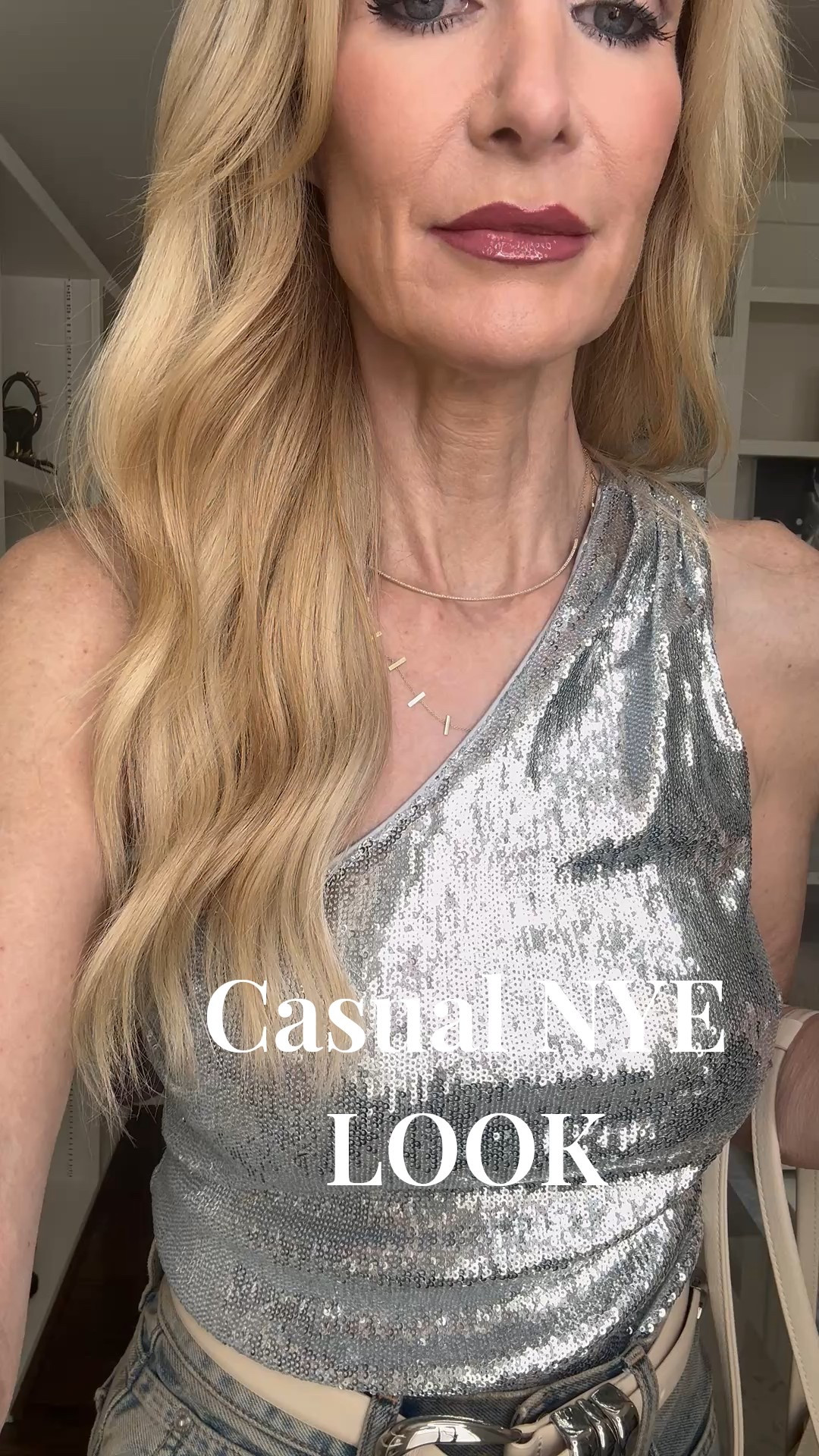 Starting the night strong with one of my favorite New Year’s Eve outfit ideas—because a casual NYE look can still feel elevated. I paired high-waisted baggy jeans with a one-shoulder silver top, then finished it off with a faux fur jacket, which instantly makes the whole outfit feel polished and intentional. This is such an easy NYE look if you want to be comfortable, current, and still stand out at a more relaxed party.

I’m wearing a size 24 in the jeans and XS in the top and jacket, and everything fits true to size. 

 #LTKHoliday #LTKSeasonal #LTKPetite