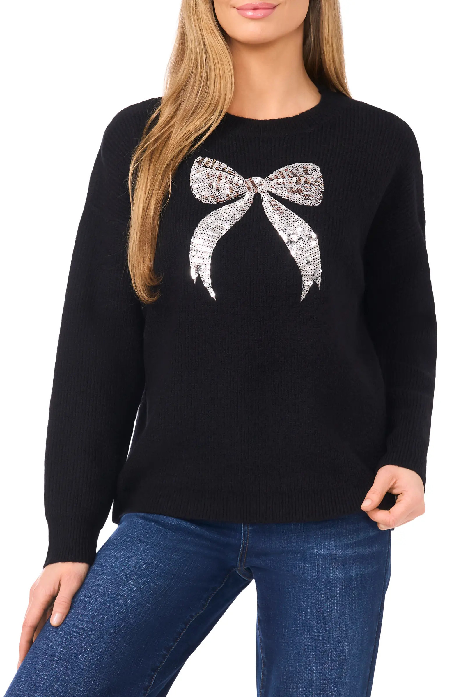 Sequin Bow Detail Sweater | Nordstrom