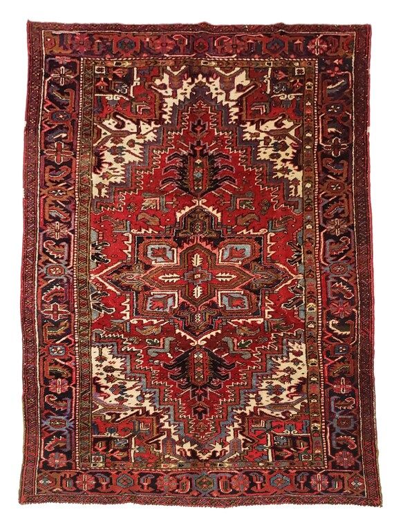 Heriz Rug Hand Knotted 7x10 Azerbaijan Oriental Carpet | Etsy | Etsy (US)