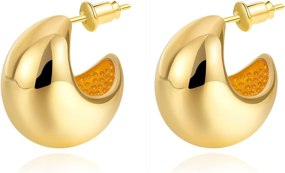 Chunky Gold Drop Earrings Thick Teardrop Earrings Waterdrop Hoops Statement Earrings Fashion Jewe... | Amazon (US)