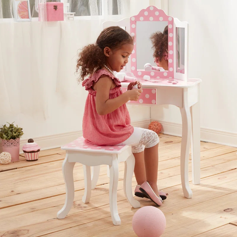 Fashion Prints Kids Vanity Set with Mirror | Wayfair North America