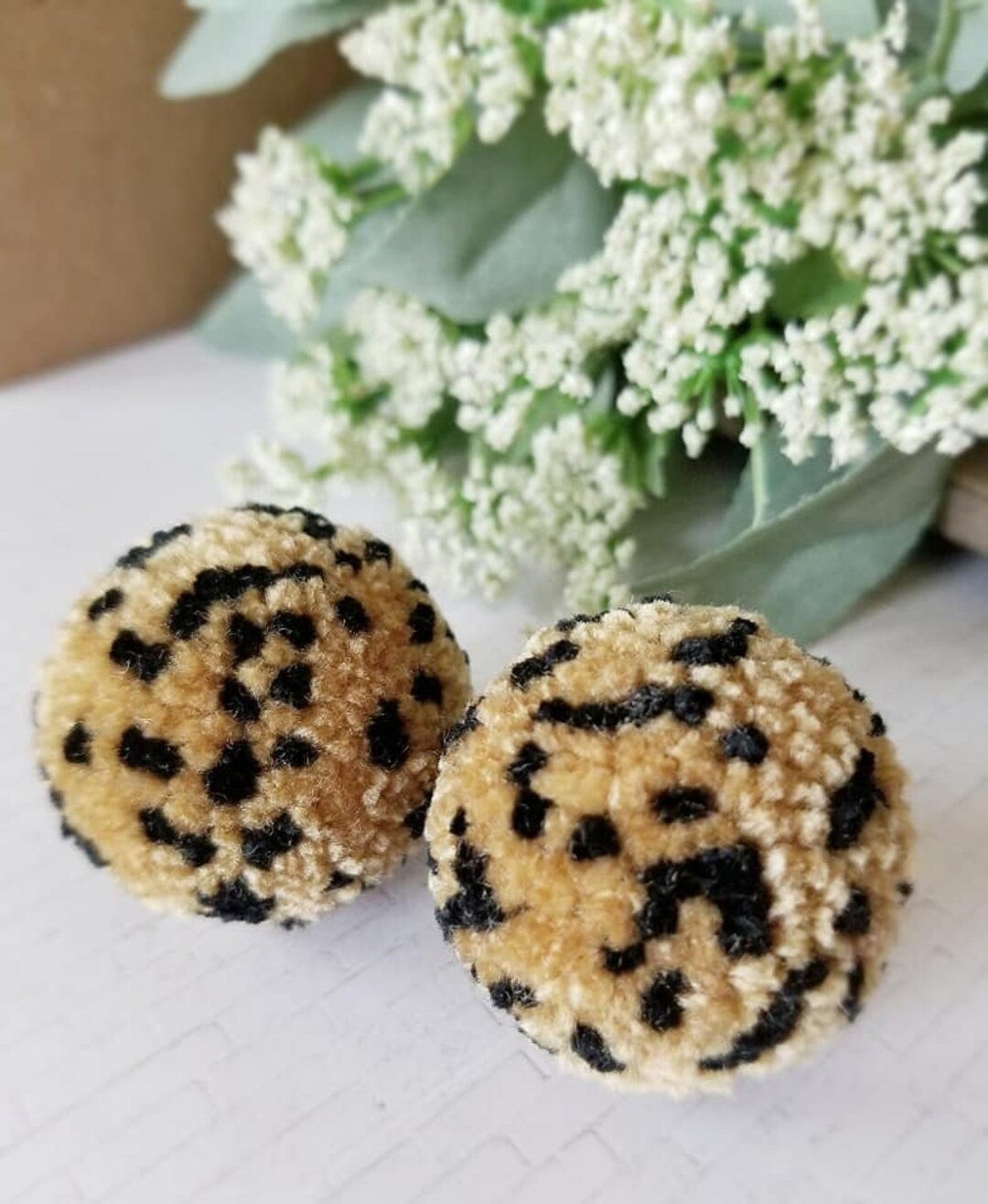 Pom Pom Earrings, Speckled Yarn Pompom Earrings, Lightweight Statement Jewelry - Etsy | Etsy (US)